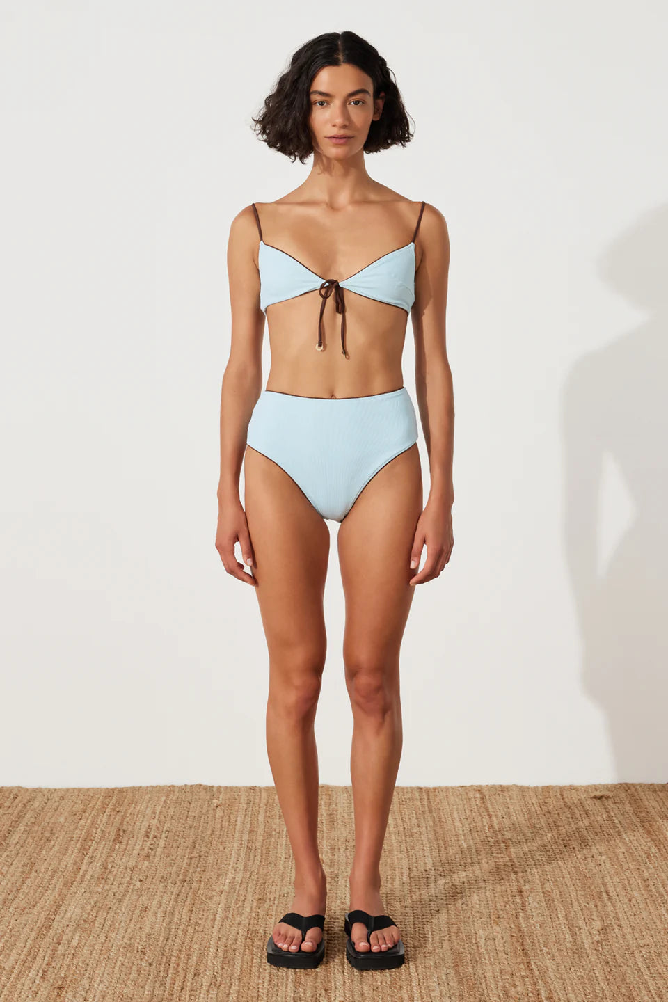 Sky Rib Tie Bralette - Sky