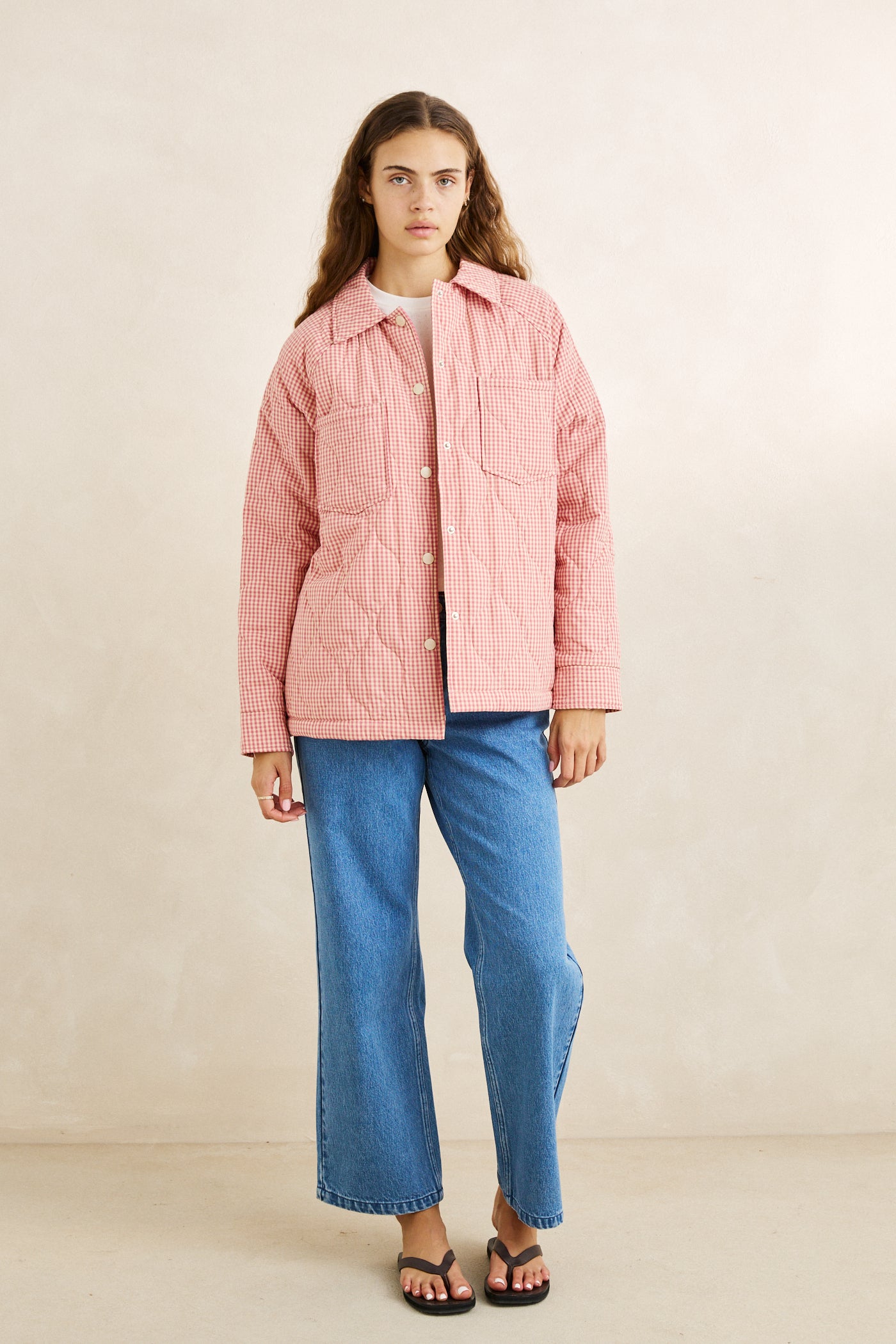 Lola Check Quilted Jacket - Plum