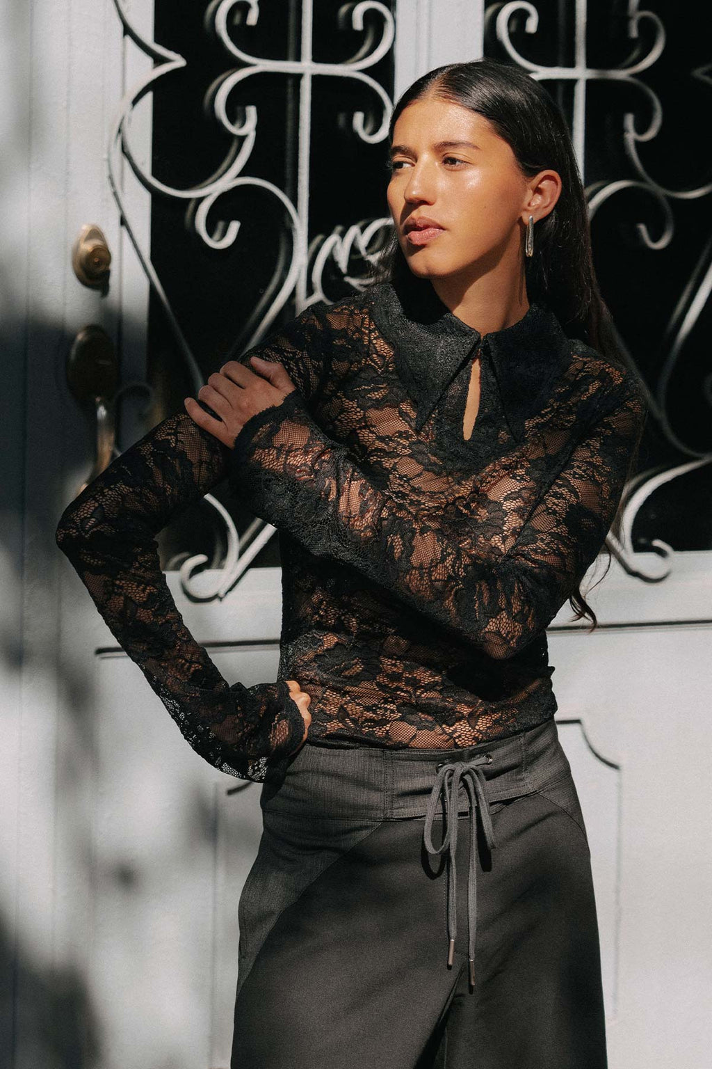 Charlotte Rose Lace Top - Noir