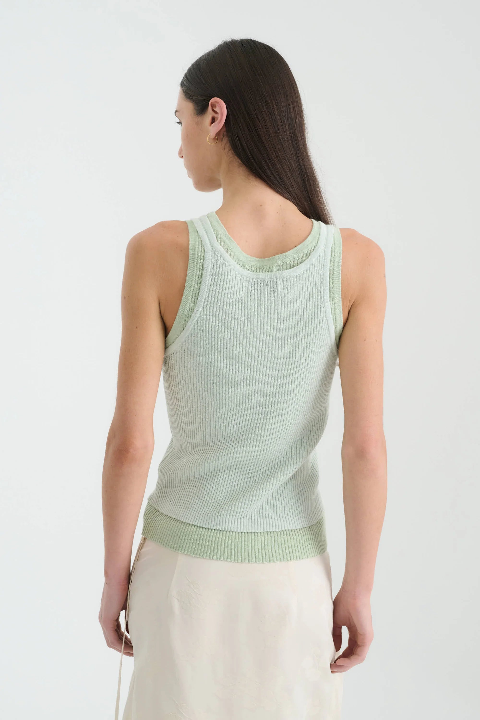Jani Double-Layer Knit Tank - Mint Contrast