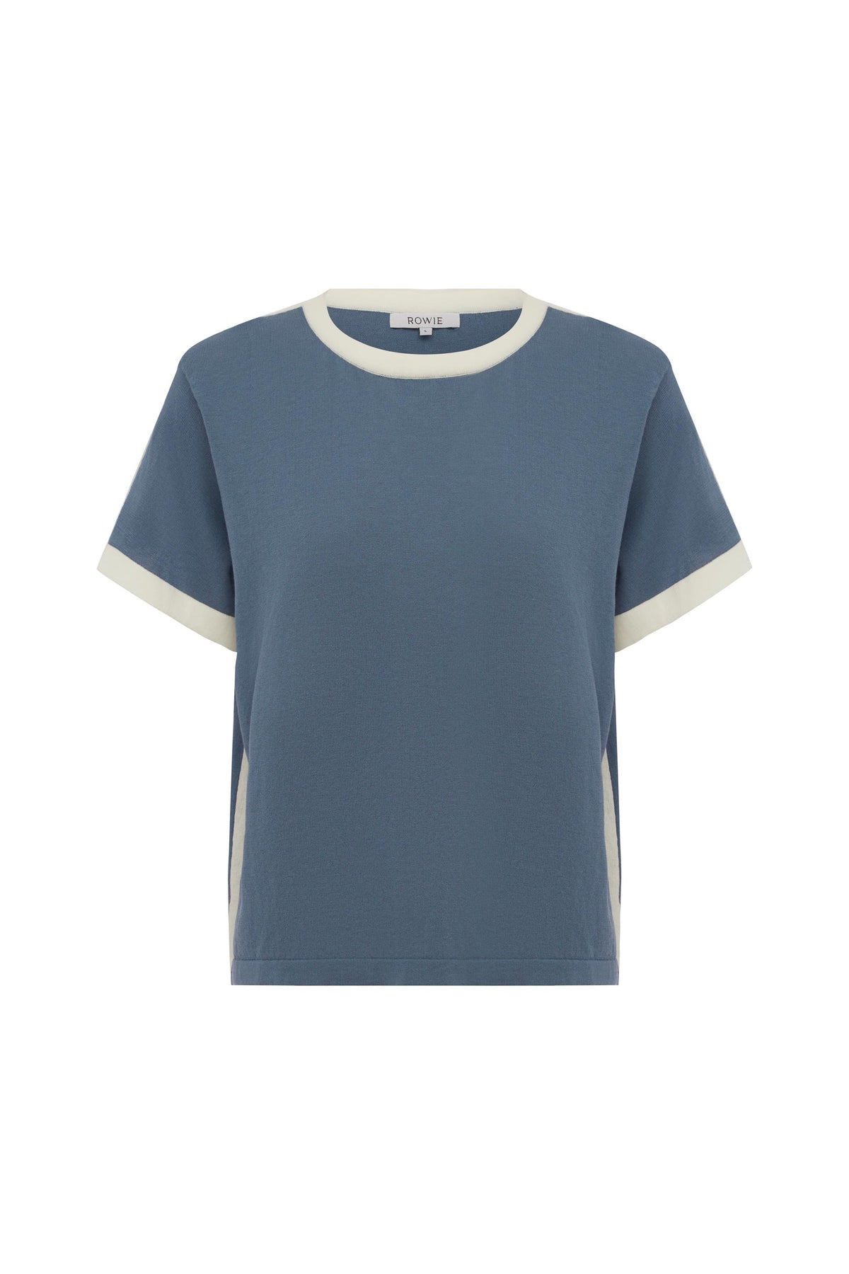 Rania Contrast Knit Tee- Chalk