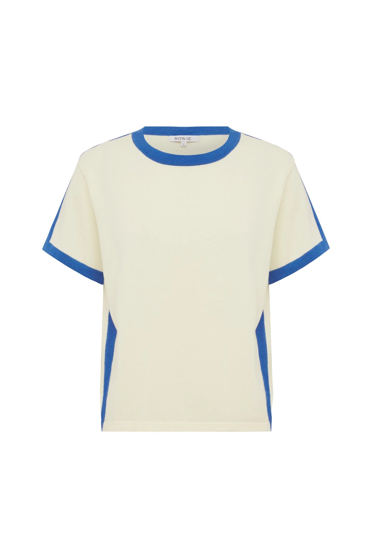 Rania Contrast Knit Tee- Cornflower