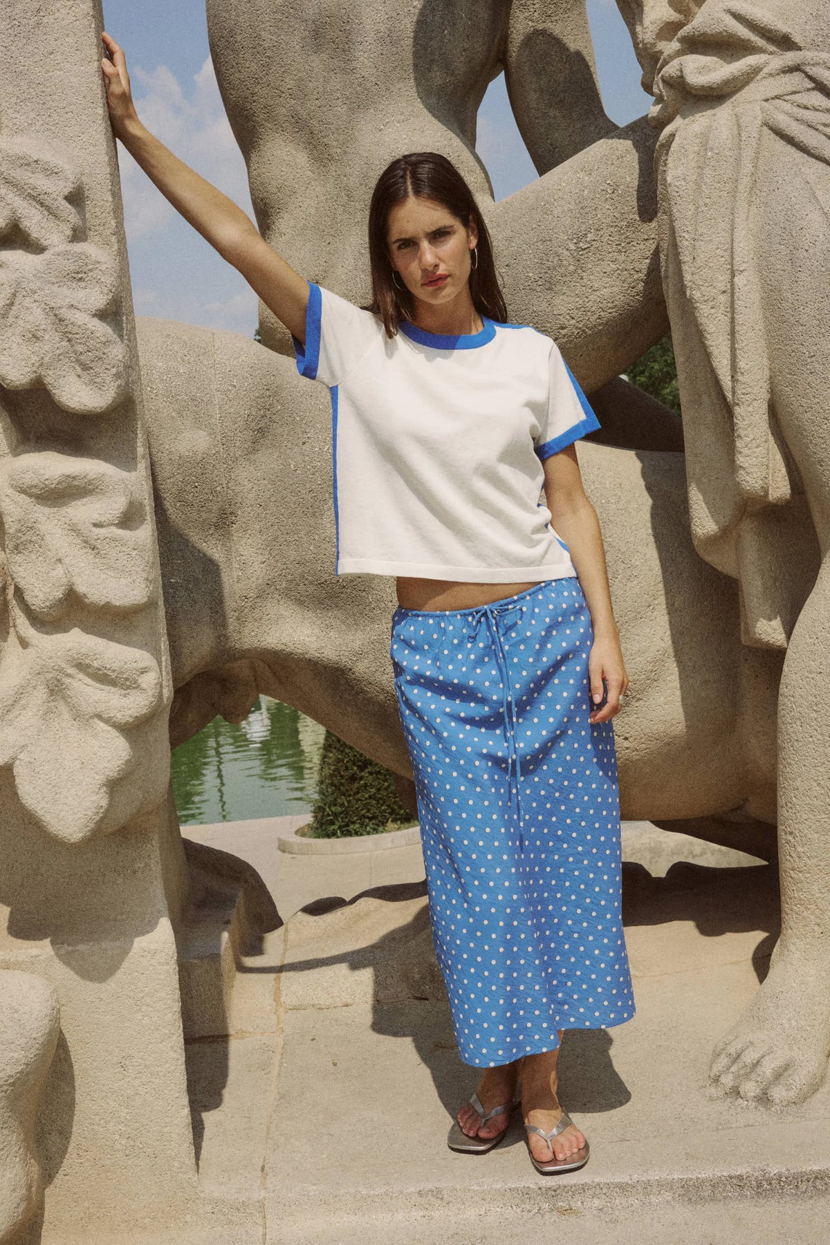 Frannie Silk Midi Skirt- Cornflower Blue