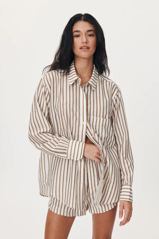 Ramona Stripe Long Sleeve Shirt- Sienna