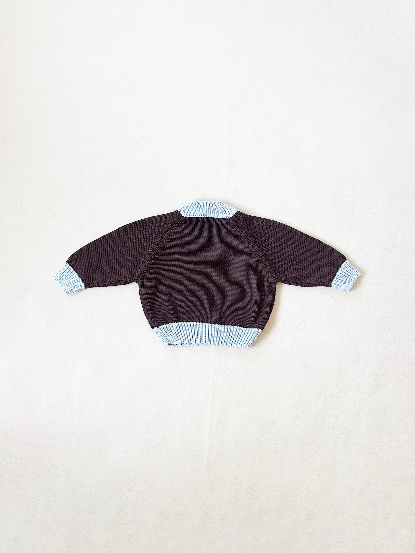 Rhea Cotton Knitted Jumper - Coffee/Sky Blue