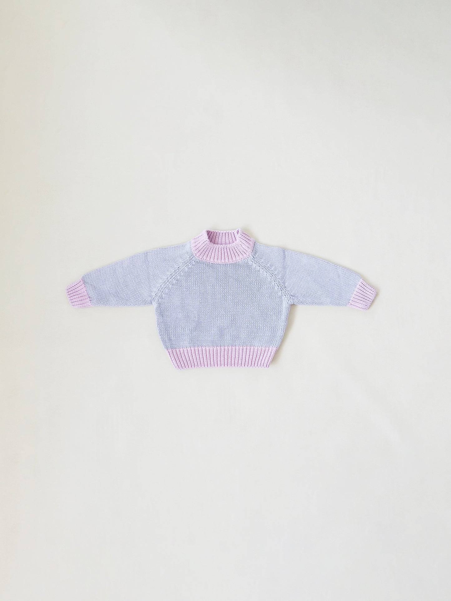 Rhea Cotton Contrast Knit Jumper - Lilac/Pink