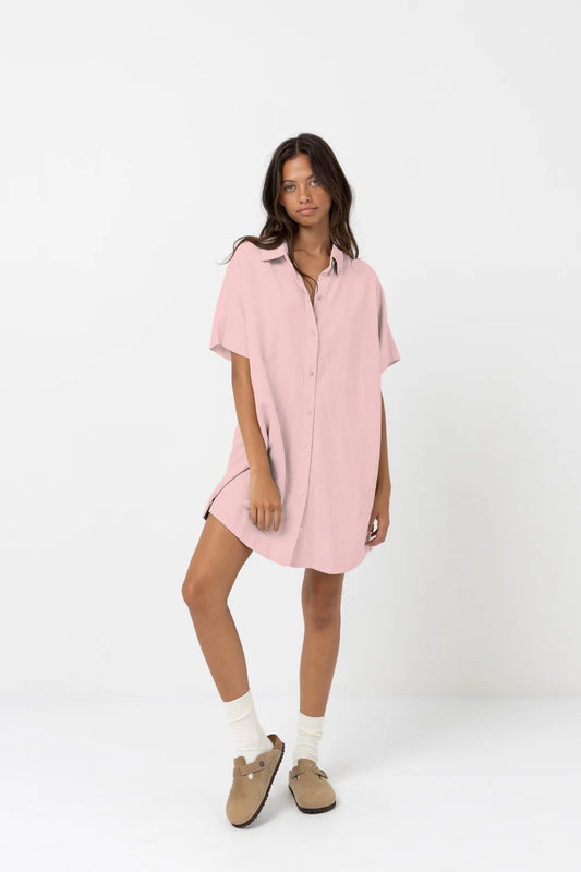 Classic Shirt Dress- Rose