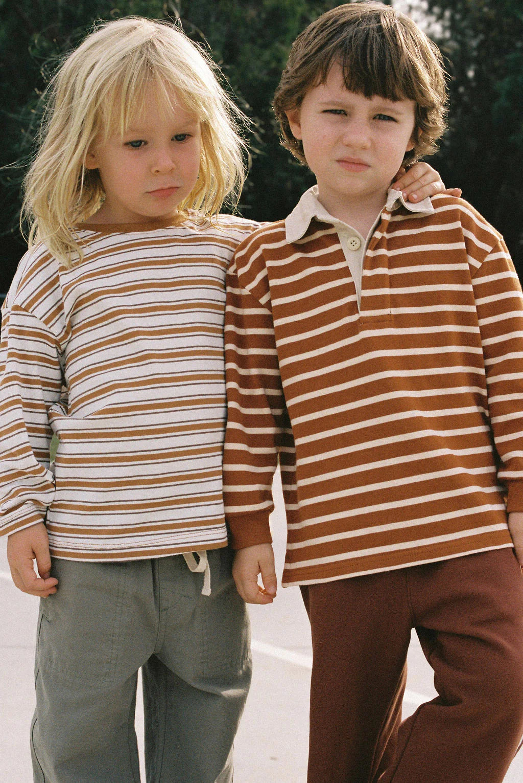 Kids Vintage Stripe Ls T-Shirt Golden Brown