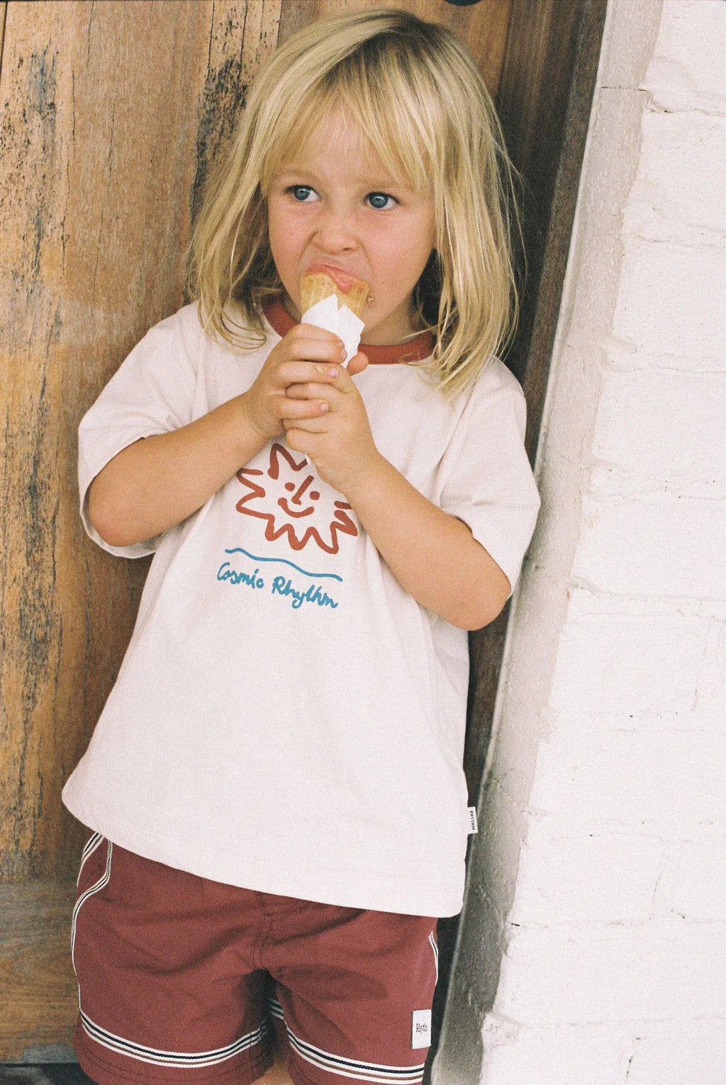 Kids Cosmic Rhythm Ss T-Shirt Natural