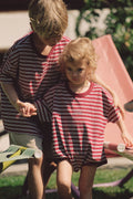 Riley T-Shirt Romper - Cherry Stripe
