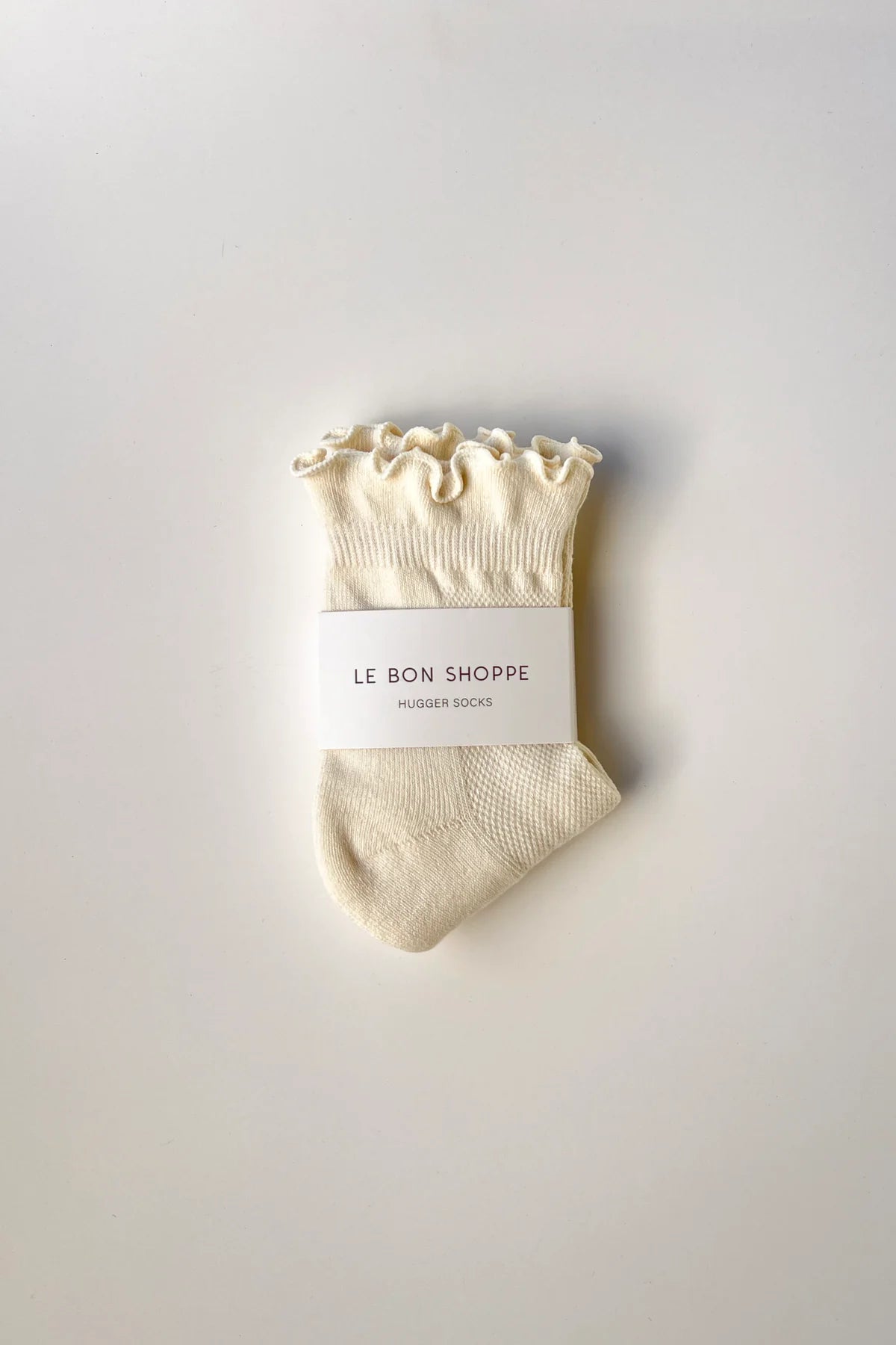 Ruffled Hugger Crew Socks - Vanilla / Red