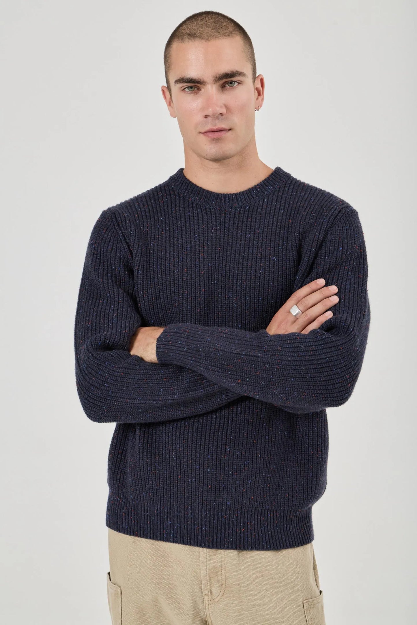 Fishermans Tweed Crew - Navy