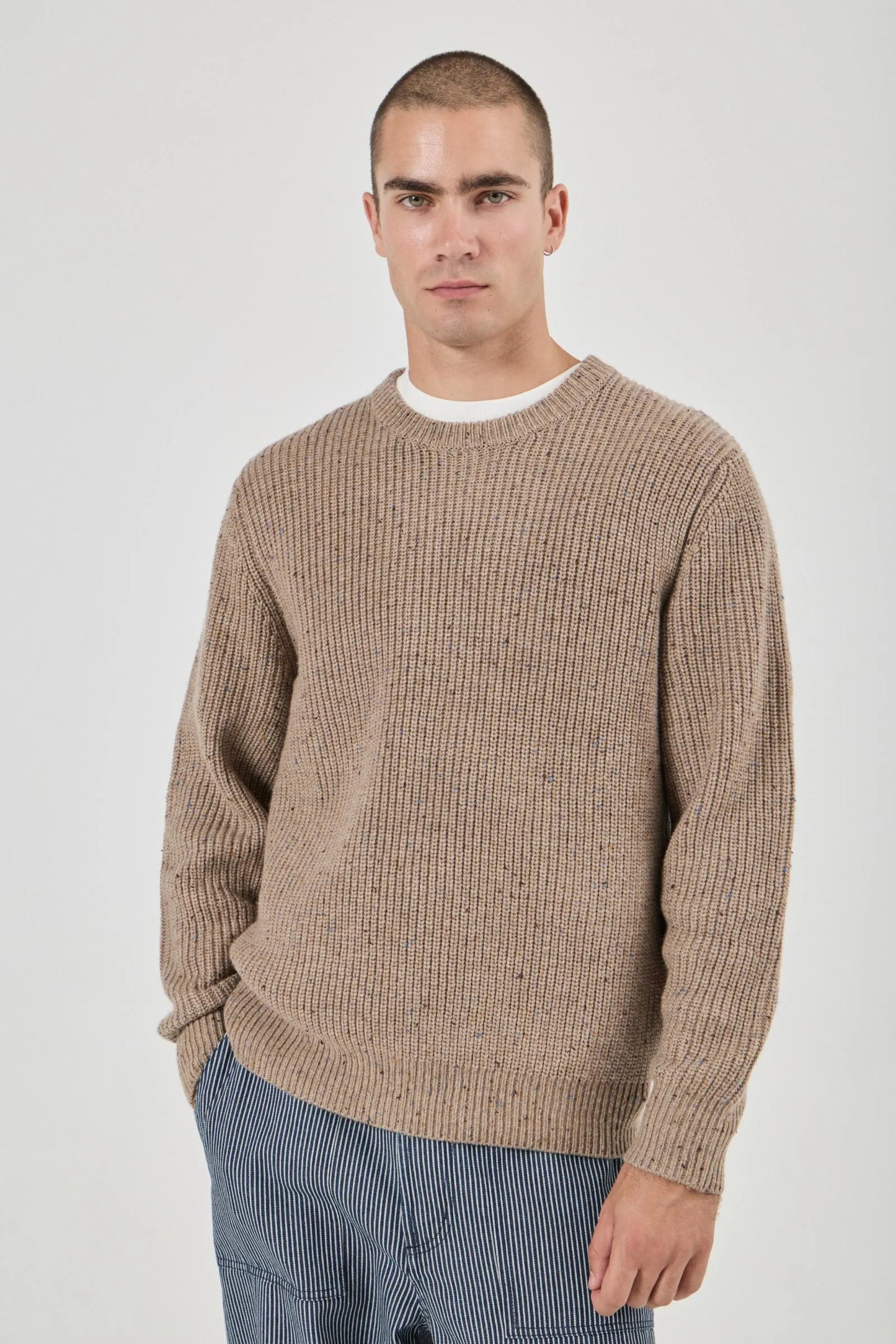 Fishermans Tweed Crew - Linseed