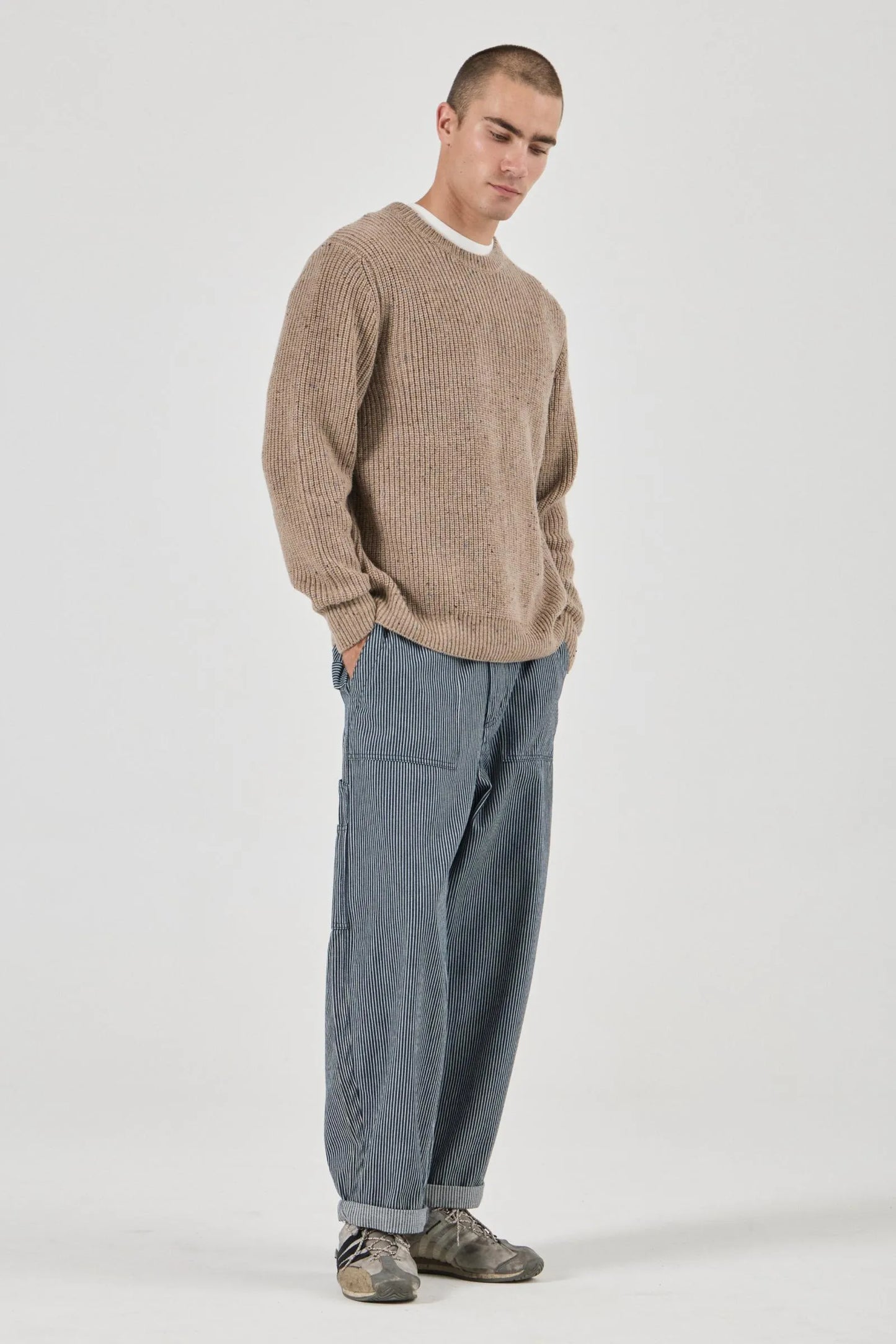 Fishermans Tweed Crew - Linseed