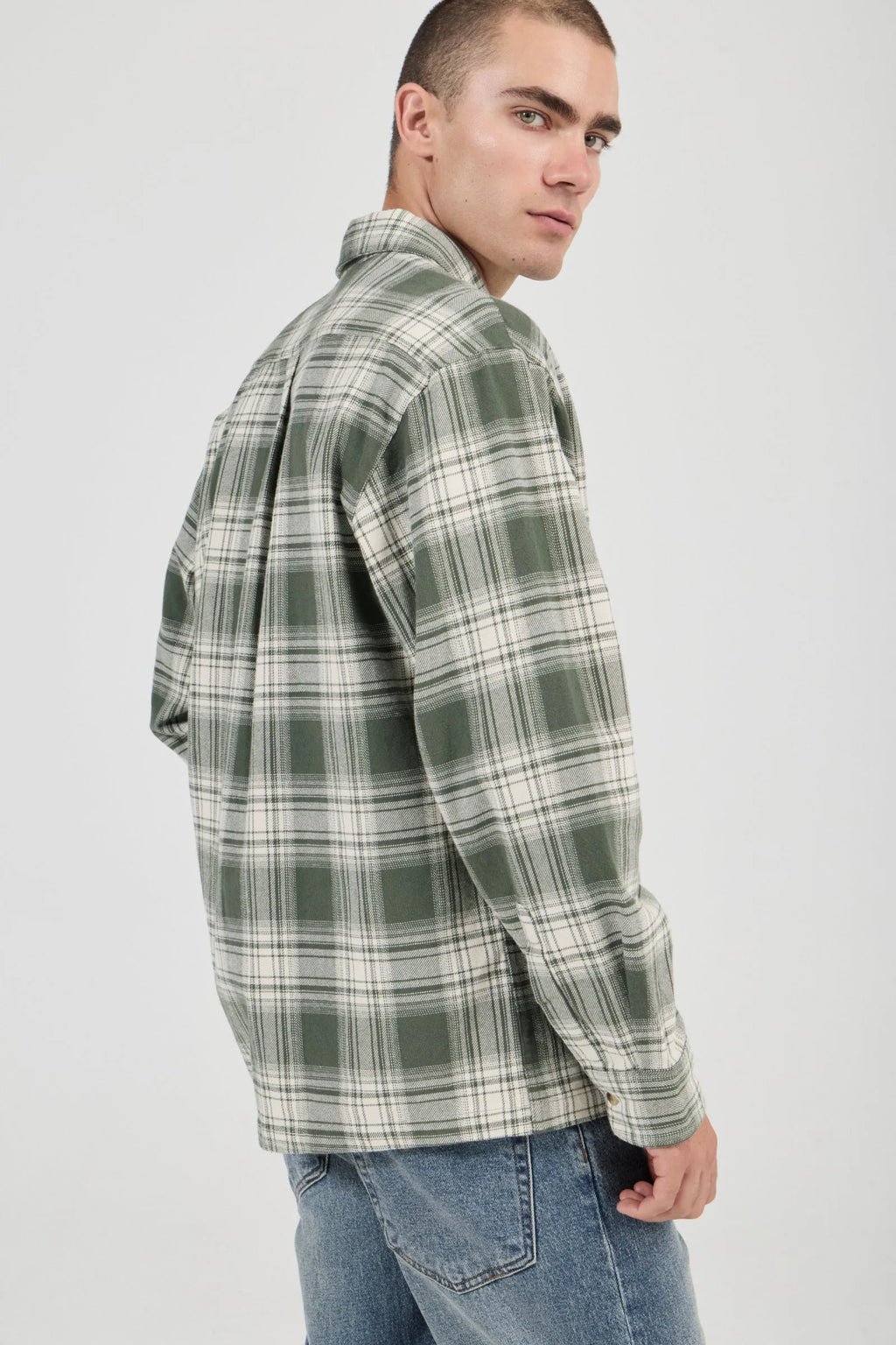 Campus Heavy Check Long Sleeve Shirt - Olive