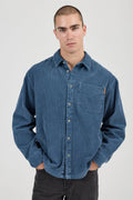Campus Chunky Cord Long Sleeve Shirt - Washed Blue