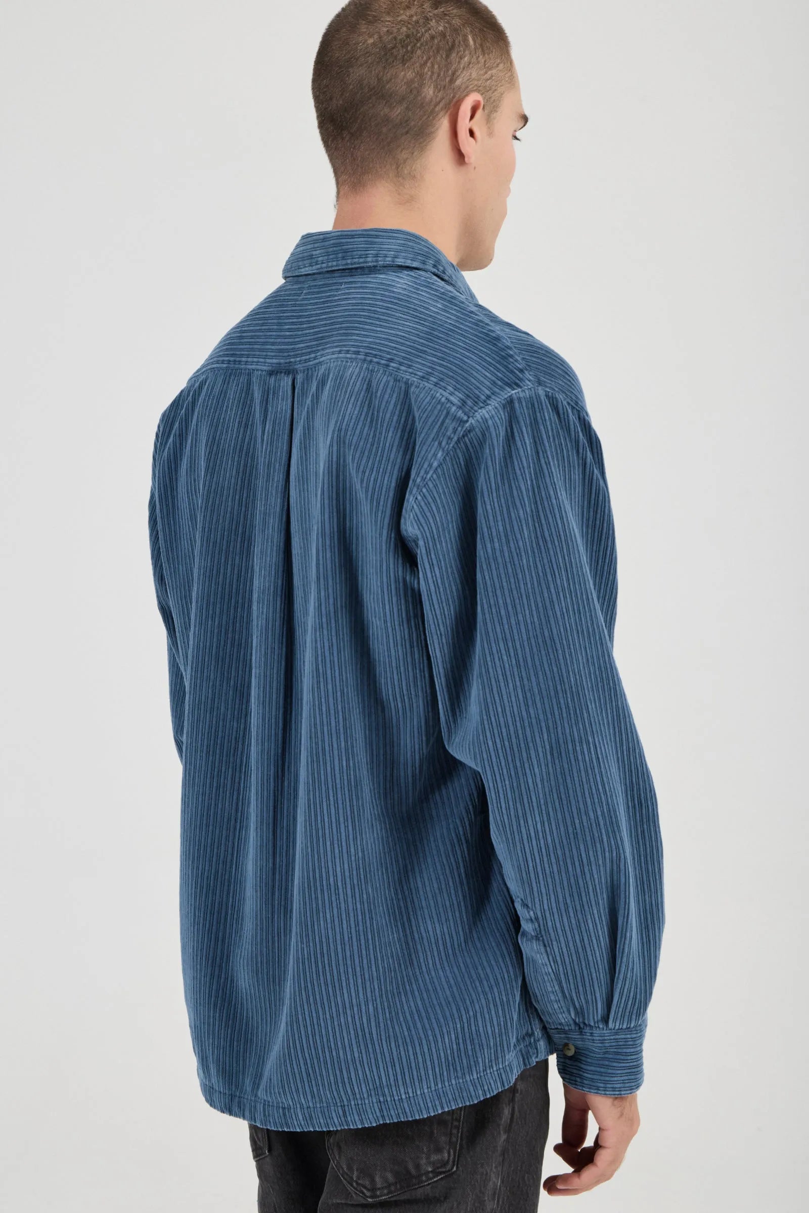 Campus Chunky Cord Long Sleeve Shirt - Washed Blue