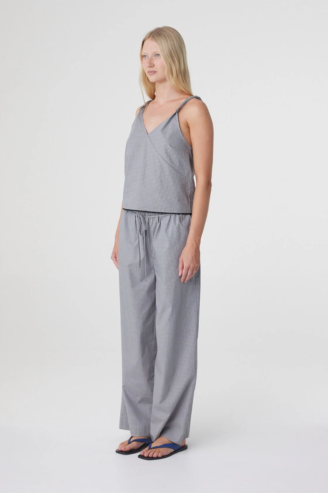 Sia Pant - Muted Blue Check