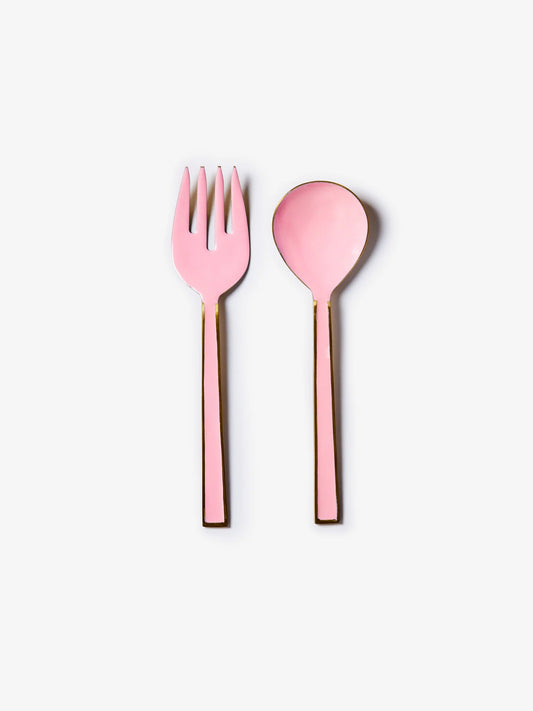 Enamel Rose Salad Servers (Set of 2)