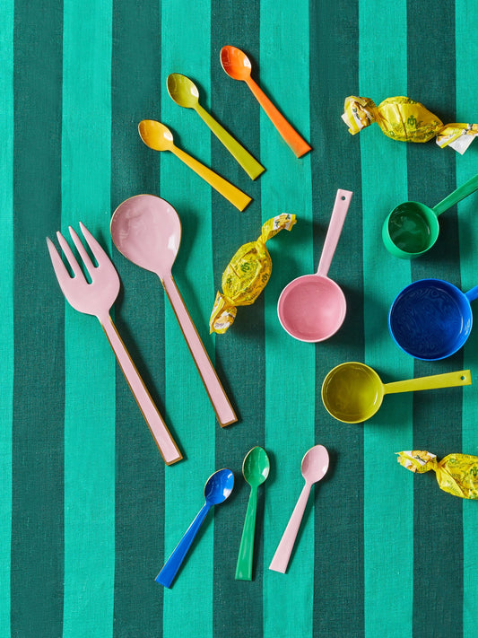 Enamel Rose Salad Servers (Set of 2)