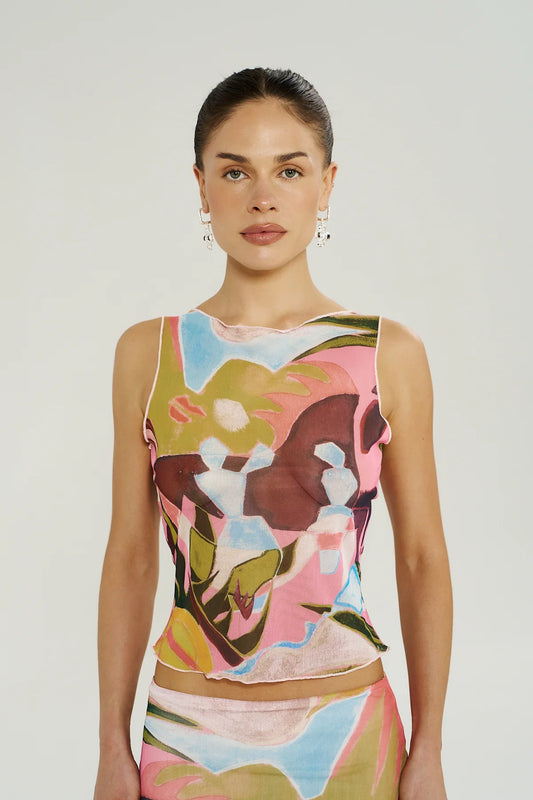 Mesh Boatneck Top- Wonderland
