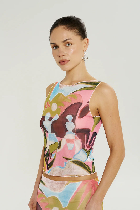 Mesh Boatneck Top- Wonderland