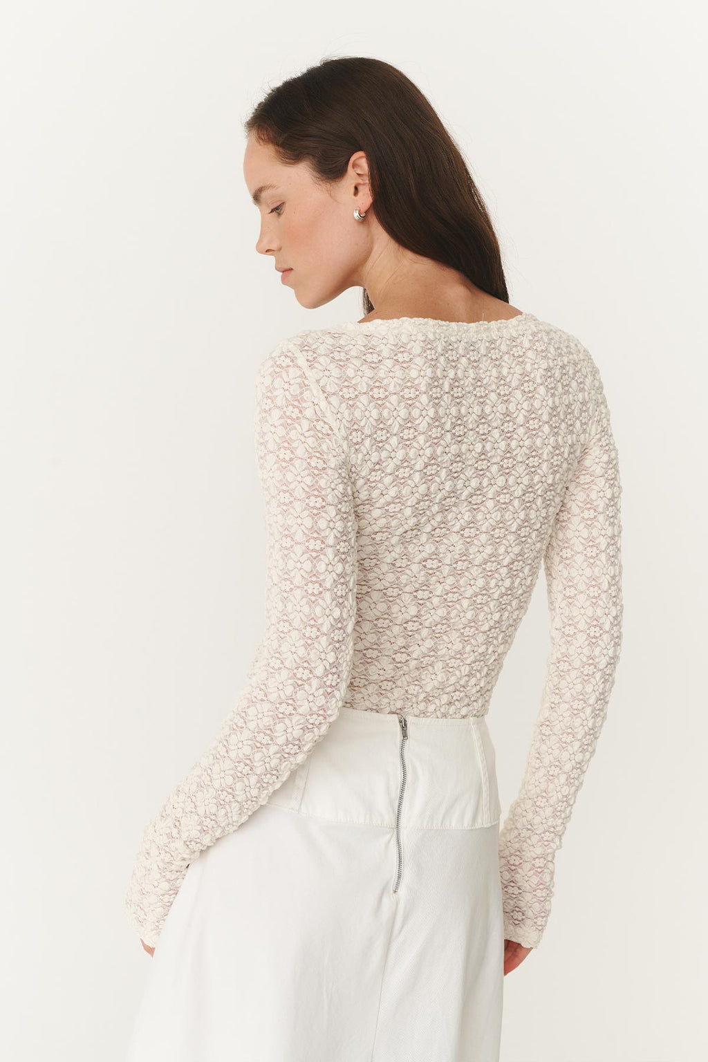 Samantha Clover Lace Top - Creme