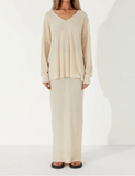 Stone Organic Linen Blend Knit Skirt
