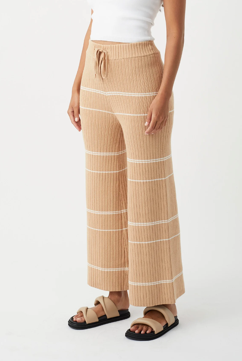 Vera Organic Knit Pants - Honey Stripe