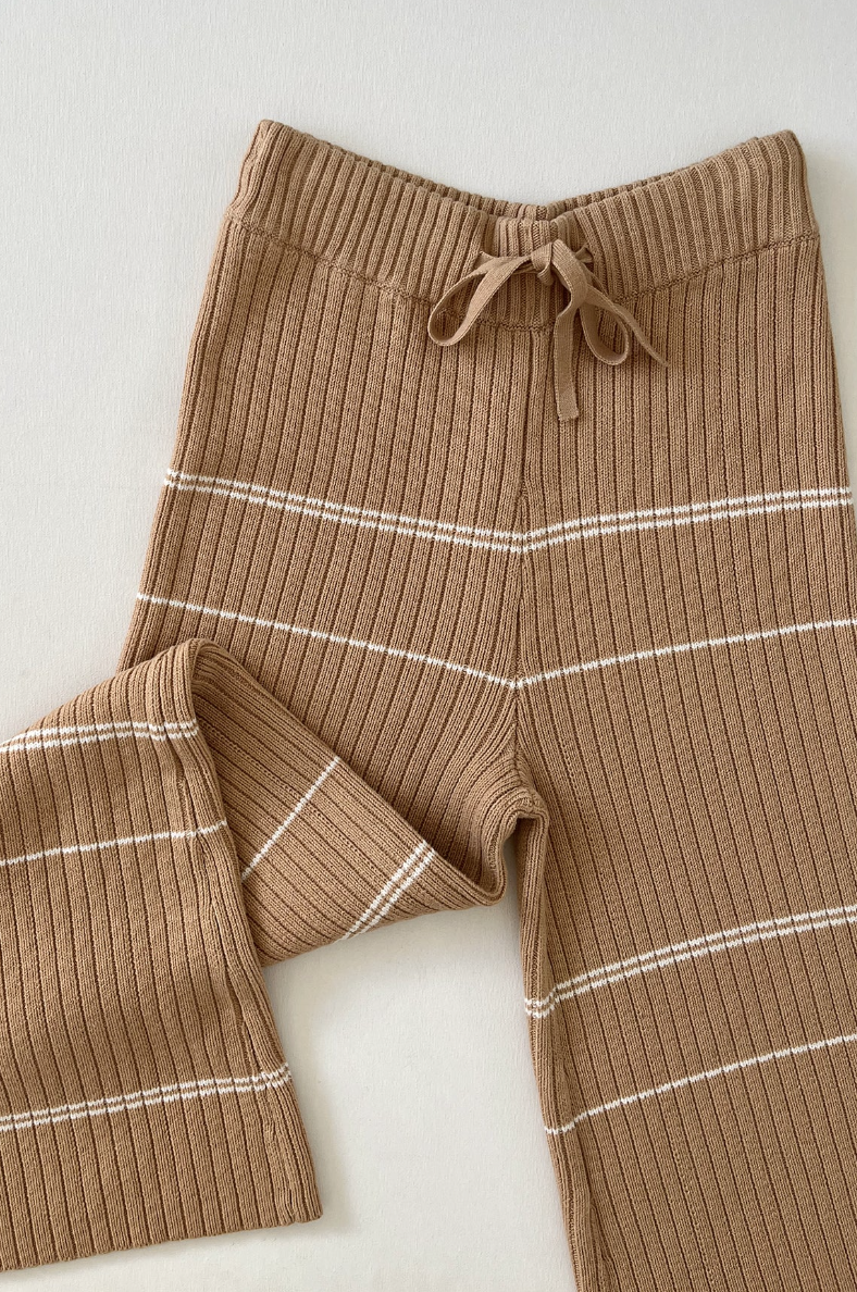 Vera Organic Knit Pants - Honey Stripe