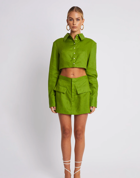 Structured Cropped Shirt - Olive