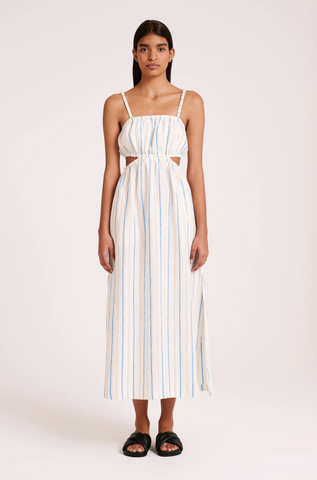 Yin Linen Dress - Azure Stripe