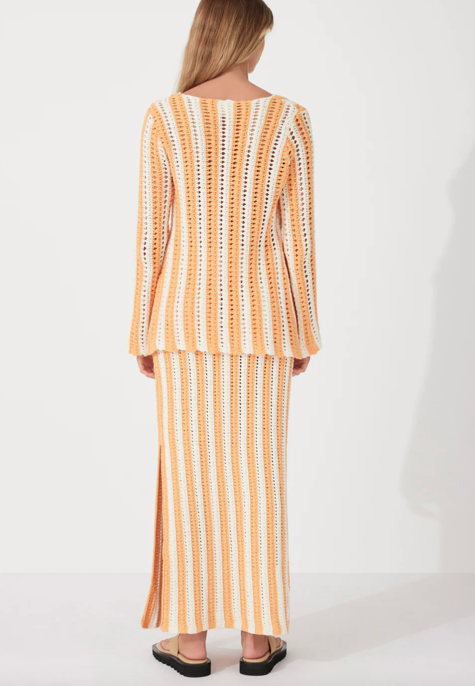 Golden Stripe Cotton Knit Skirt