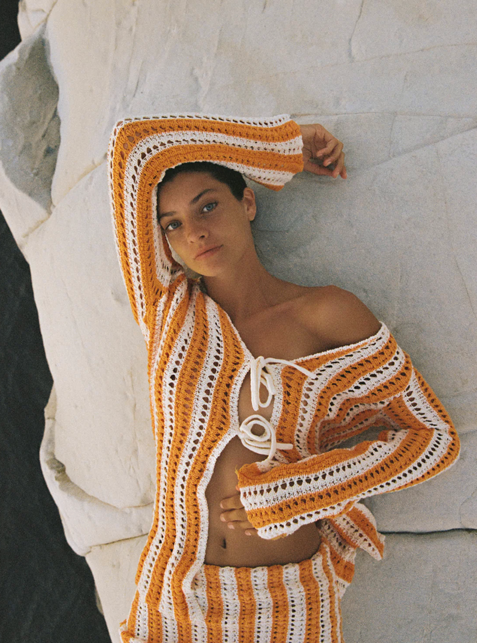 Golden Stripe Cotton Knit Top