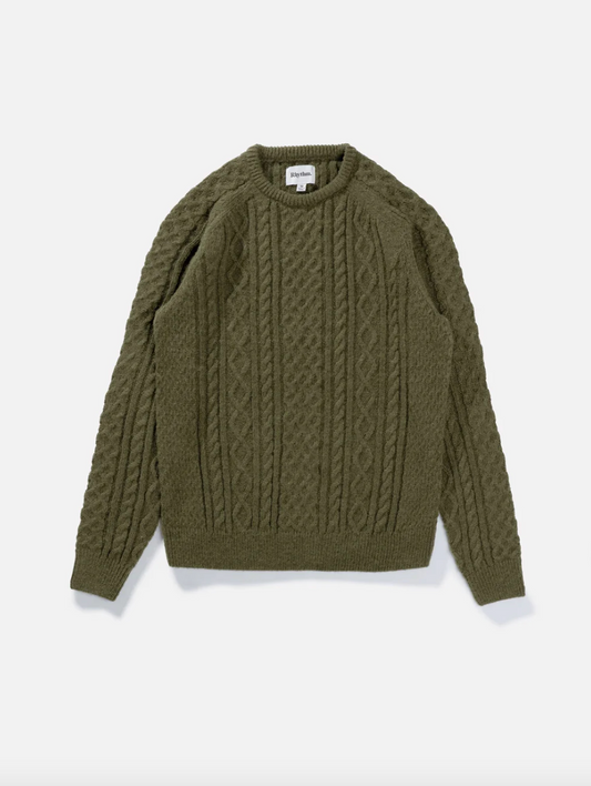 Mohair Fishermans Knit - Olive