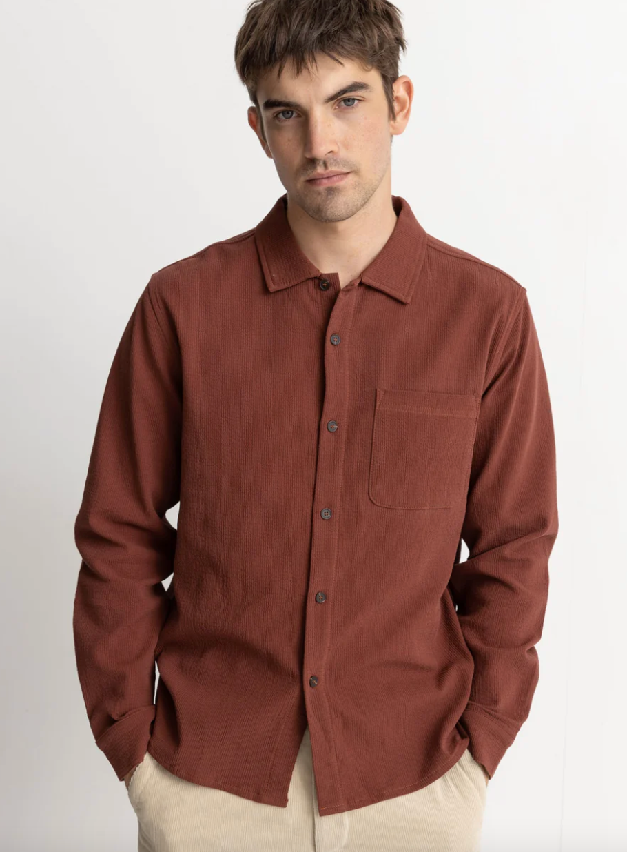 Textured LS Shirt - Clay