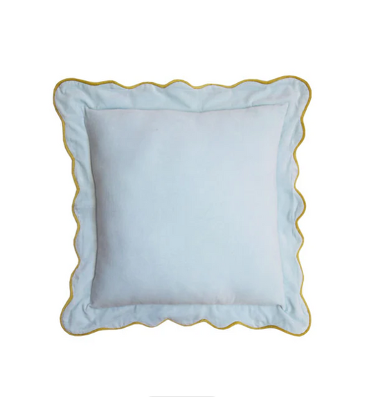 Velvet Scalloped Cushion - Cloud