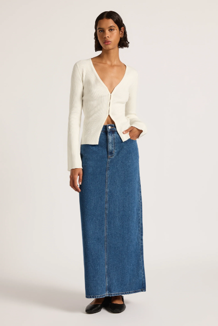 Organic Denim Maxi Skirt