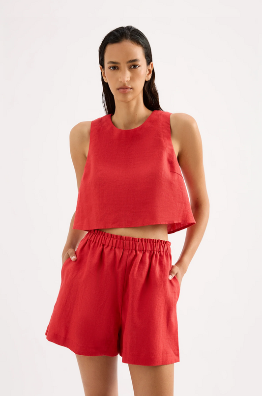 Ingrid Linen Top- Chilli