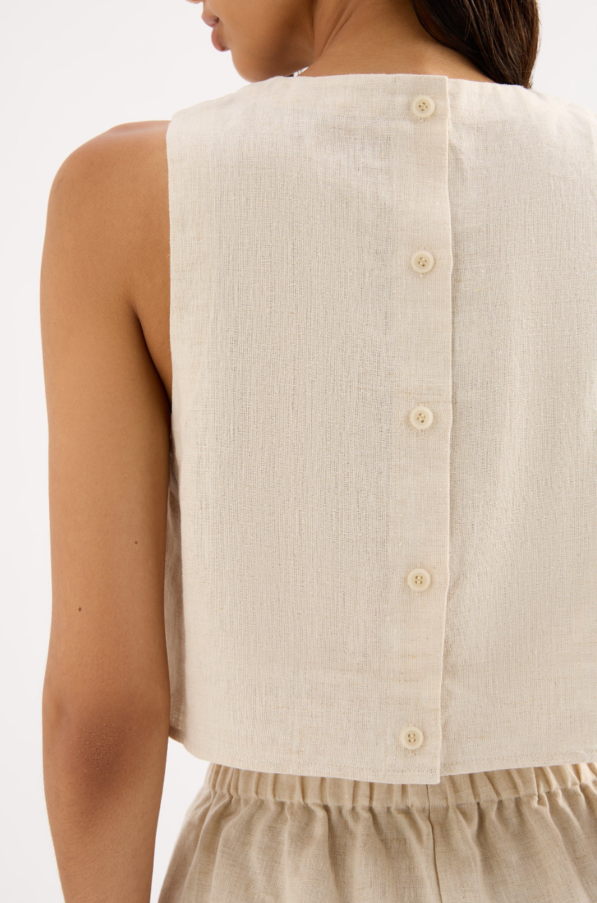 Ingrid Linen top- Eggnog