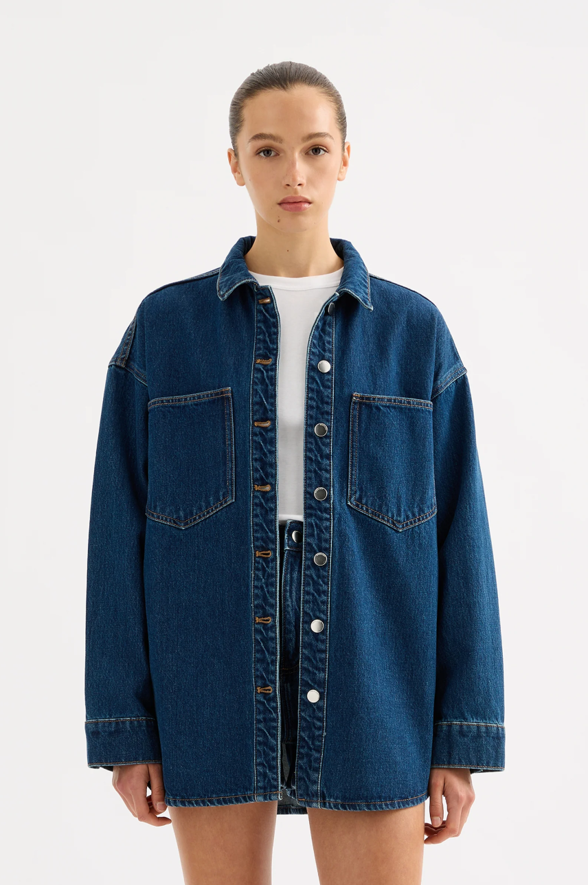 Organic Denim Over Shirt- Force Blue