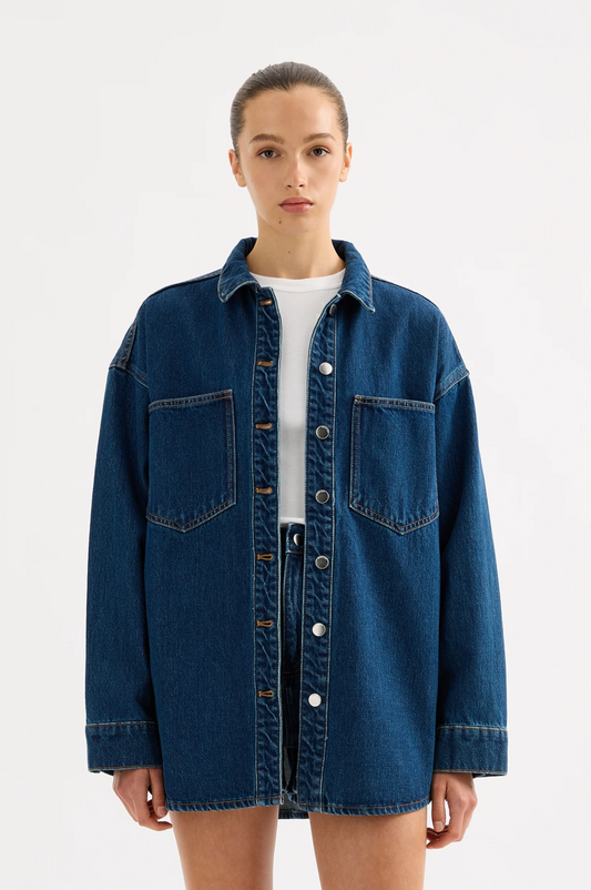 Organic Denim Over Shirt- Force Blue