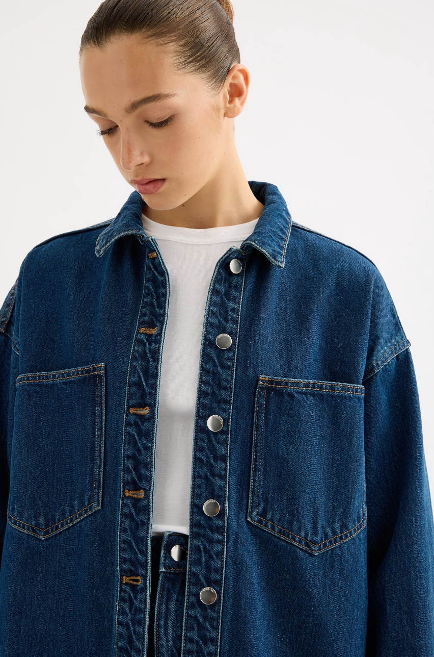 Organic Denim Over Shirt- Force Blue