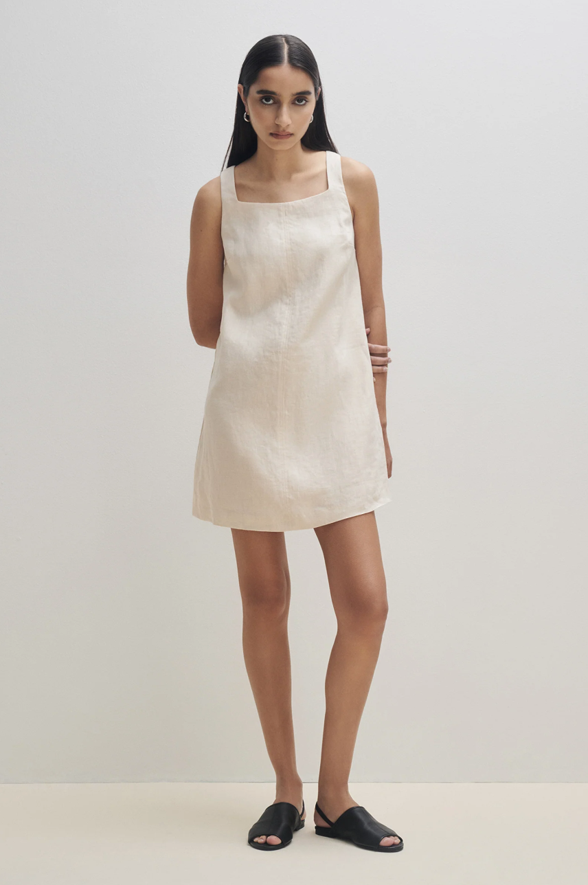 Eden Linen Mini Dress- Cream