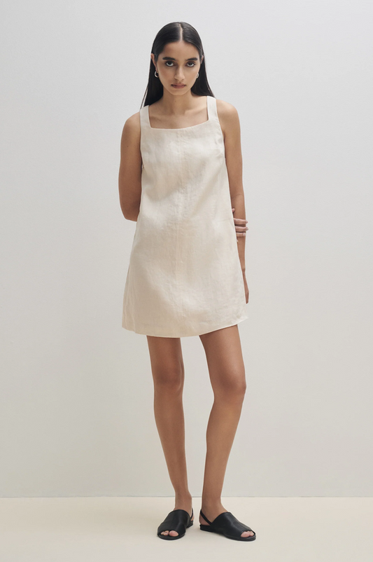 Eden Linen Mini Dress- Cream