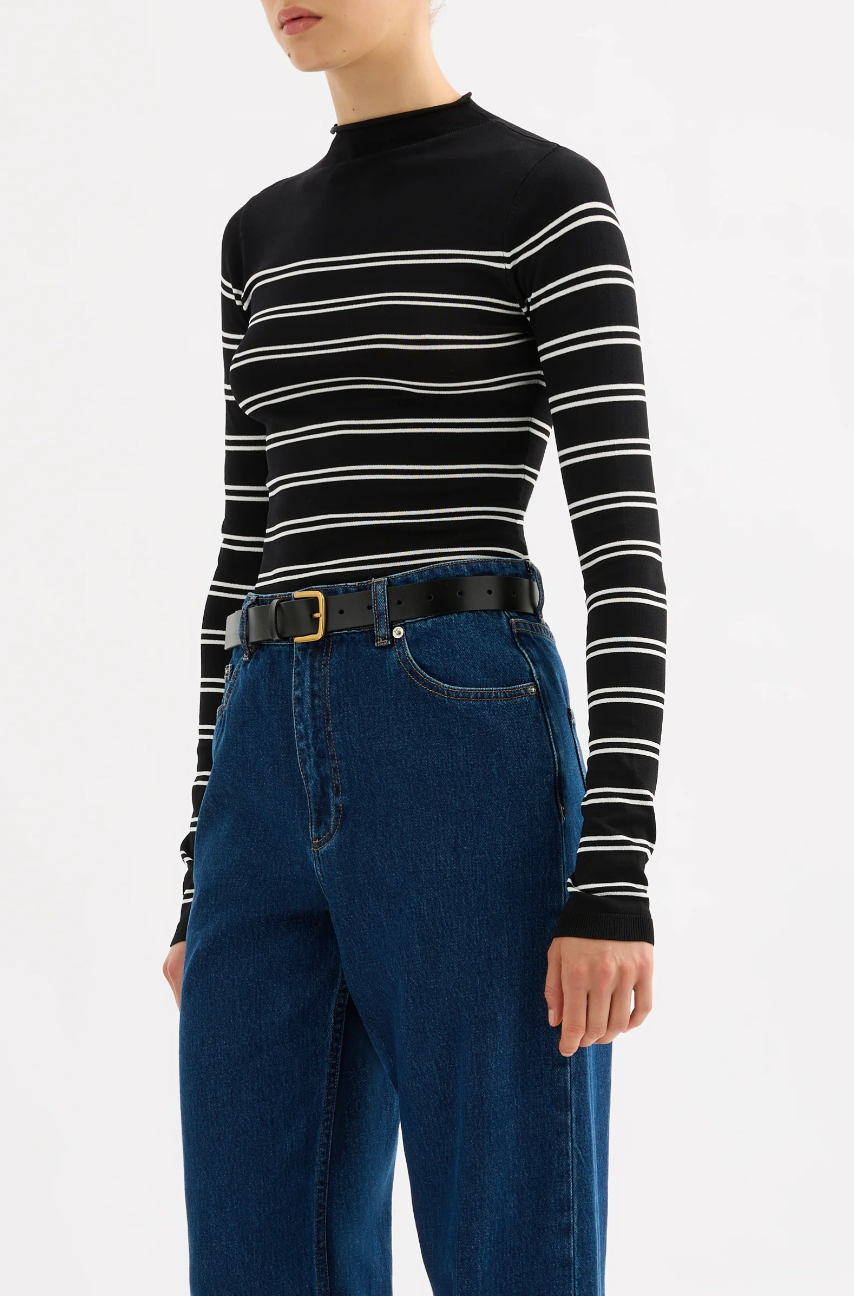 Tabbi Sheer Knit- Black Stripe