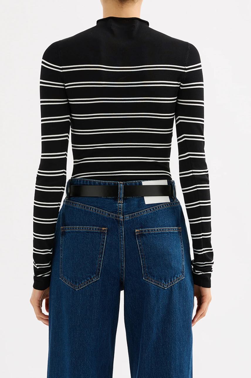 Tabbi Sheer Knit- Black Stripe