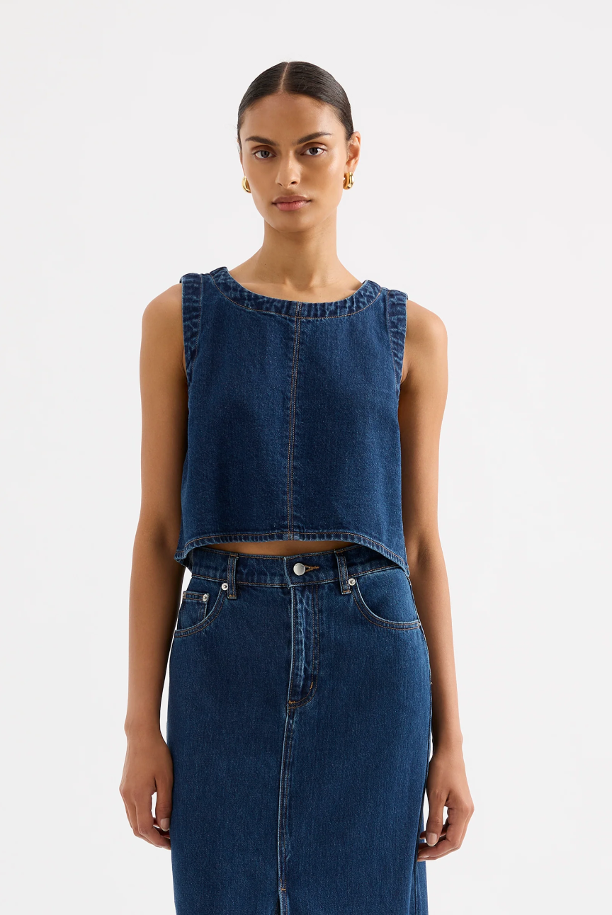 Sia Denim Top- Force Blue