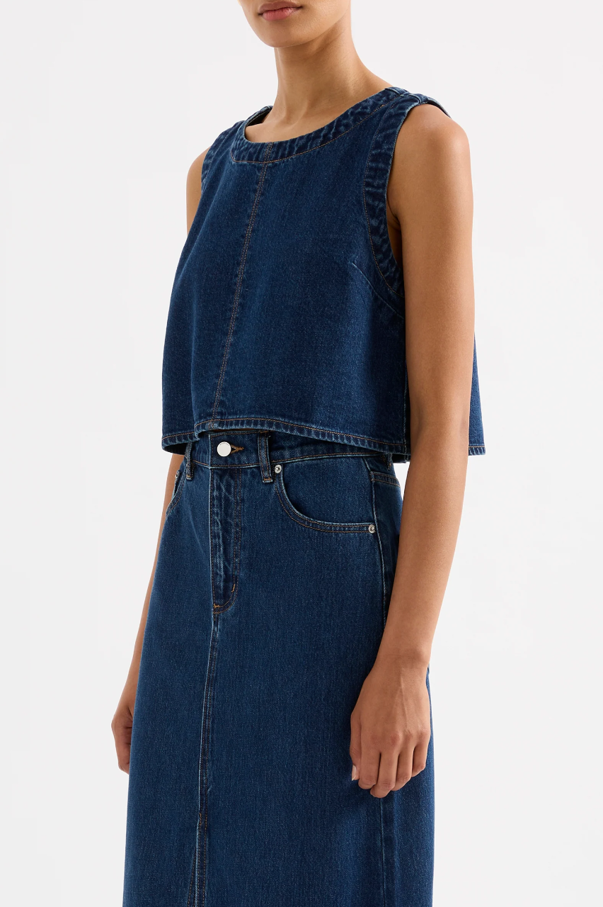 Sia Denim Top- Force Blue