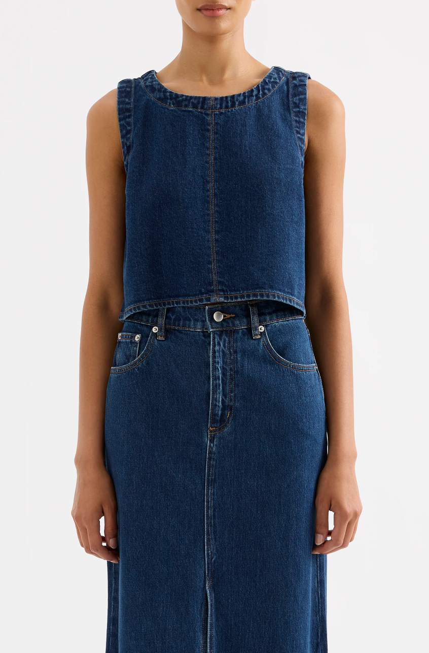 Sia Denim Top- Force Blue